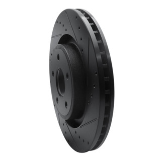 R1 06-10 Jeep Grand Cherokee Front Right Drilled & Slotted Black Brake Rotor