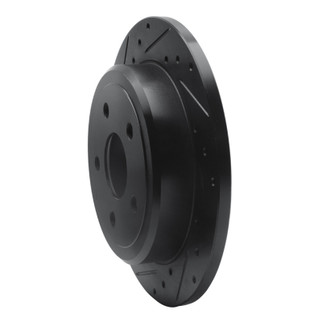 R1 05-10 Jeep Grand Cherokee Rear Left Drilled & Slotted Black Brake Rotor