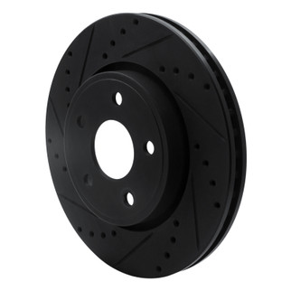 R1 05-10 Jeep Commander Front Left Drilled & Slotted Black Brake Rotor
