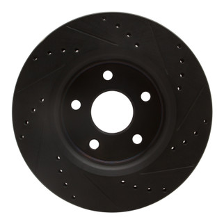 R1 05-10 Jeep Commander Front Left Drilled & Slotted Black Brake Rotor