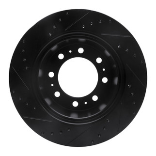 R1 09-25 Dodge Ram 3500 Rear Right Drilled & Slotted Black Brake Rotor
