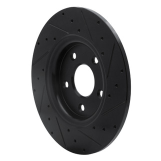 R1 12-20 Chrysler Town & Country Rear Left Drilled & Slotted Black Brake Rotor
