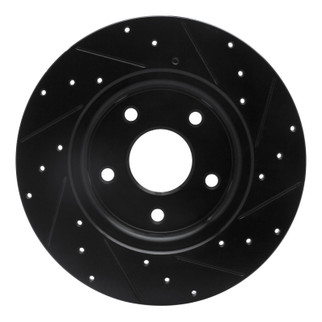 R1 12-20 Chrysler Town & Country Rear Left Drilled & Slotted Black Brake Rotor