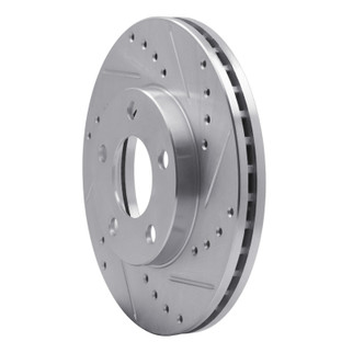 R1 94-04 Ford Mustang Front Right Drilled & Slotted Silver Brake Rotor