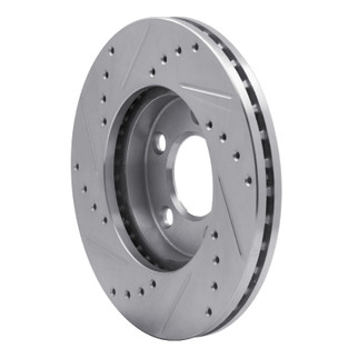R1 94-04 Ford Mustang Front Right Drilled & Slotted Silver Brake Rotor