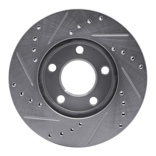 R1 94-04 Ford Mustang Front Right Drilled & Slotted Silver Brake Rotor