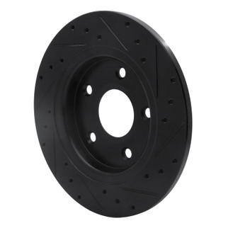R1 08-16 Chrysler Town & Country Rear Left Drilled & Slotted Black Brake Rotor