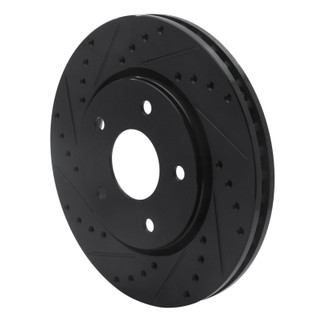 R1 08-16 Chrysler Town & Country Front Left Drilled & Slotted Black Brake Rotor