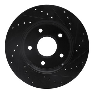 R1 08-16 Chrysler Town & Country Front Left Drilled & Slotted Black Brake Rotor