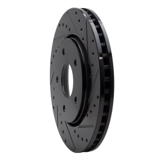 R1 08-16 Chrysler Town & Country Front Right Drilled & Slotted Black Brake Rotor
