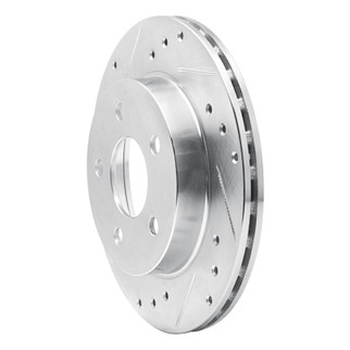 R1 93-98 Ford Thunderbird Rear Left Drilled & Slotted Silver Brake Rotor