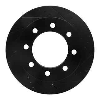 R1 03-08 Dodge Ram 3500 Rear Right Drilled & Slotted Black Brake Rotor