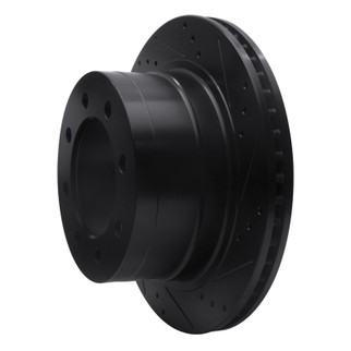 R1 03-08 Dodge Ram 3500 Rear Right Drilled & Slotted Black Brake Rotor
