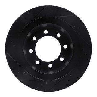 R1 03-08 Dodge Ram 3500 Rear Right Drilled & Slotted Black Brake Rotor