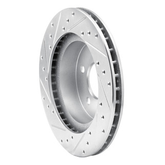 R1 82-90 Ford Mustang Rear Right Drilled & Slotted Silver Brake Rotor