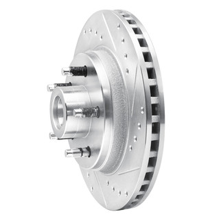 R1 82-87 Ford Mustang Front Right Drilled & Slotted Silver Brake Rotor