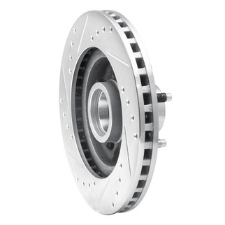 R1 82-87 Ford Mustang Front Right Drilled & Slotted Silver Brake Rotor