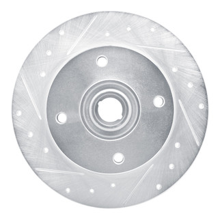 R1 1965-1974 Volkswagen Karmann Ghia Front Left Drilled & Slotted Silver Brake Rotor
