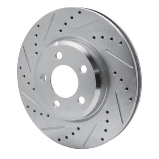 R1 09-23 Dodge Challenger Front Left Drilled & Slotted Silver Brake Rotor