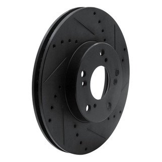 R1 06-15 Honda Civic Front Right Drilled & Slotted Black Brake Rotor