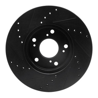 R1 06-15 Honda Civic Front Right Drilled & Slotted Black Brake Rotor