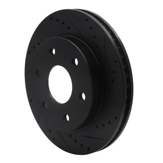 R1 2021-2025 Ford F-150 RWD Rear Right Drilled & Slotted Black Brake Rotor