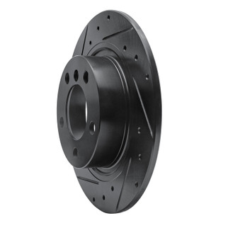 R1 2013-2016 Mini Cooper Paceman Rear Left Drilled & Slotted Black Brake Rotor