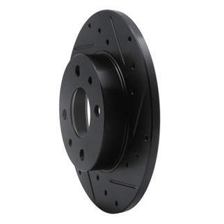 R1 2009-2019 Fiat 500 (USA/Canada) Rear Right Drilled & Slotted Black Brake Rotor