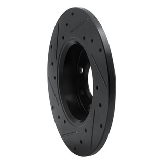 R1 2009-2019 Fiat 500 (USA/Canada) Rear Right Drilled & Slotted Black Brake Rotor