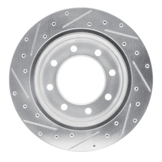 R1 01-10 Chevrolet Silverado 3500 HD Rear Right Drilled & Slotted Silver Brake Rotor