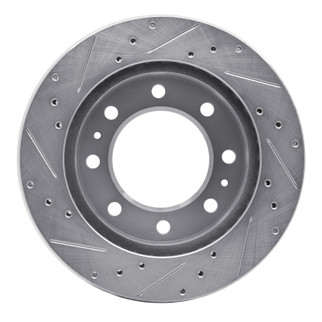R1 99-20 Cadillac DeVille Front Right Drilled & Slotted Silver Brake Rotor