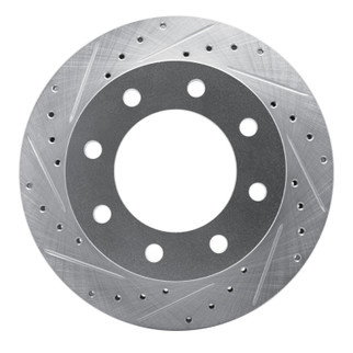 R1 99-20 Cadillac DeVille Front Left Drilled & Slotted Silver Brake Rotor
