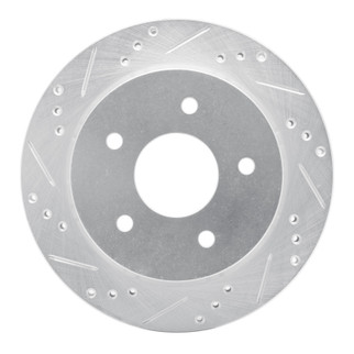 R1 97-05 Chevrolet S10 Rear Left Drilled & Slotted Silver Brake Rotor