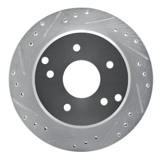 R1 84-87 Chevrolet Corvette Rear Left Drilled & Slotted Silver Brake Rotor