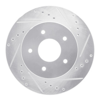 R1 63-82 Chevrolet Corvette Front Right Drilled & Slotted Silver Brake Rotor