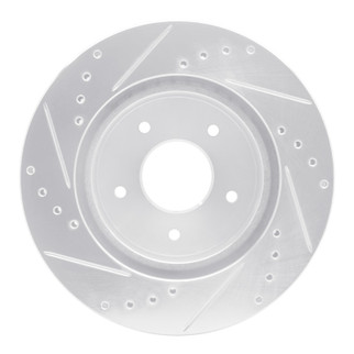 R1 63-82 Chevrolet Corvette Front Right Drilled & Slotted Silver Brake Rotor