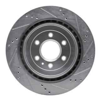 R1 04-09 Cadillac SRX Rear Left Drilled & Slotted Silver Brake Rotor