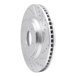 R1 06-16 Buick Lucerne Front Right Drilled & Slotted Silver Brake Rotor