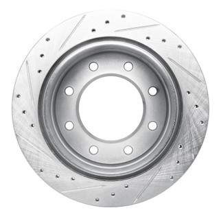 R1 00-11 Cadillac DTS Rear Right Drilled & Slotted Silver Brake Rotor