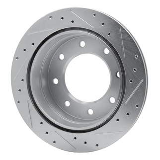 R1 00-11 Cadillac DTS Rear Left Drilled & Slotted Silver Brake Rotor
