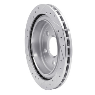 R1 97-13 Cadillac XLR Rear Right Drilled & Slotted Silver Brake Rotor