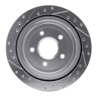 R1 97-13 Cadillac XLR Rear Right Drilled & Slotted Silver Brake Rotor