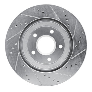 R1 97-09 Cadillac XLR Right Front Drilled & Slotted Silver Brake Rotor