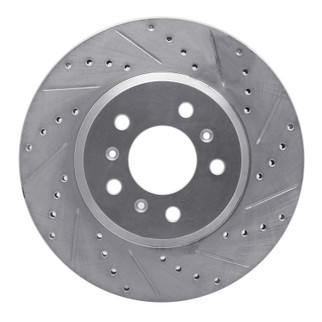 R1 06-16 Buick Lucerne Front Right Drilled & Slotted Silver Brake Rotor