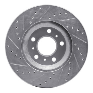 R1 06-16 Buick Lucerne Front Right Drilled & Slotted Silver Brake Rotor