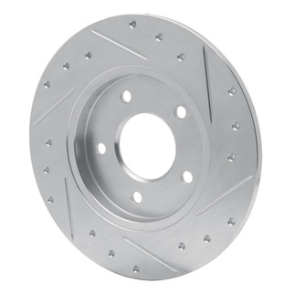 R1 94-99 Buick Regal Rear Left Drilled & Slotted Silver Brake Rotor
