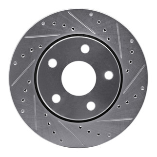 R1 07-18 Jeep Wrangler Front Right Drilled & Slotted Silver Brake Rotor