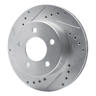 R1 90-99 Jeep Cherokee Front Left Drilled & Slotted Silver Brake Rotor