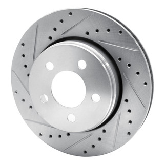 R1 07-12 Dodge Nitro Front Left Drilled & Slotted Silver Brake Rotor