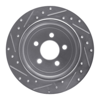 R1 07-12 Dodge Nitro Rear Right Drilled & Slotted Silver Brake Rotor